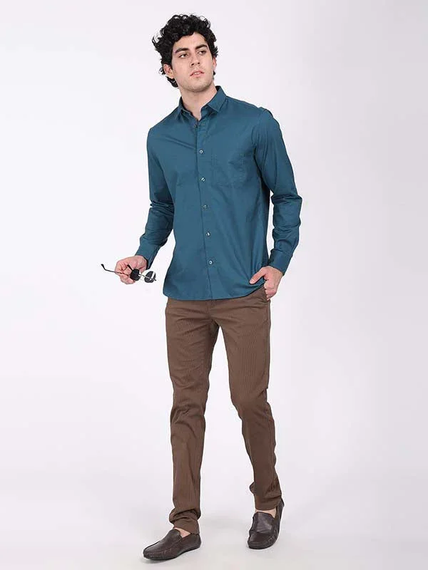 Men's Solid Full Sleeves Cotton Stretch Shirt - Image 12