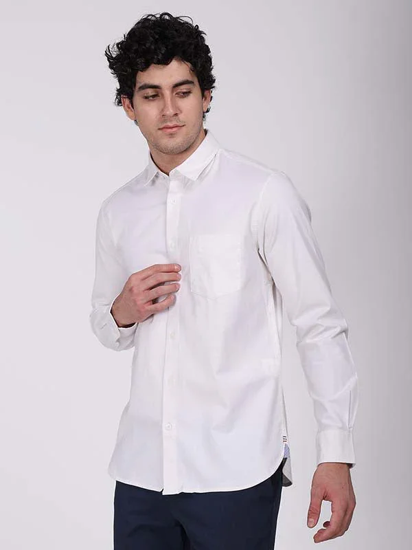 Men's Solid Full Sleeves Cotton Stretch Shirt - Image 2
