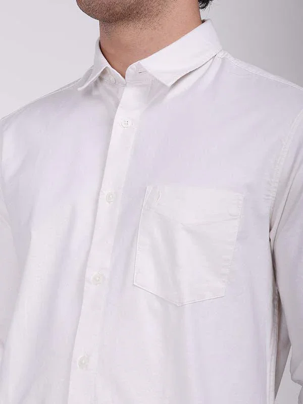 Men's Solid Full Sleeves Cotton Stretch Shirt - Image 3