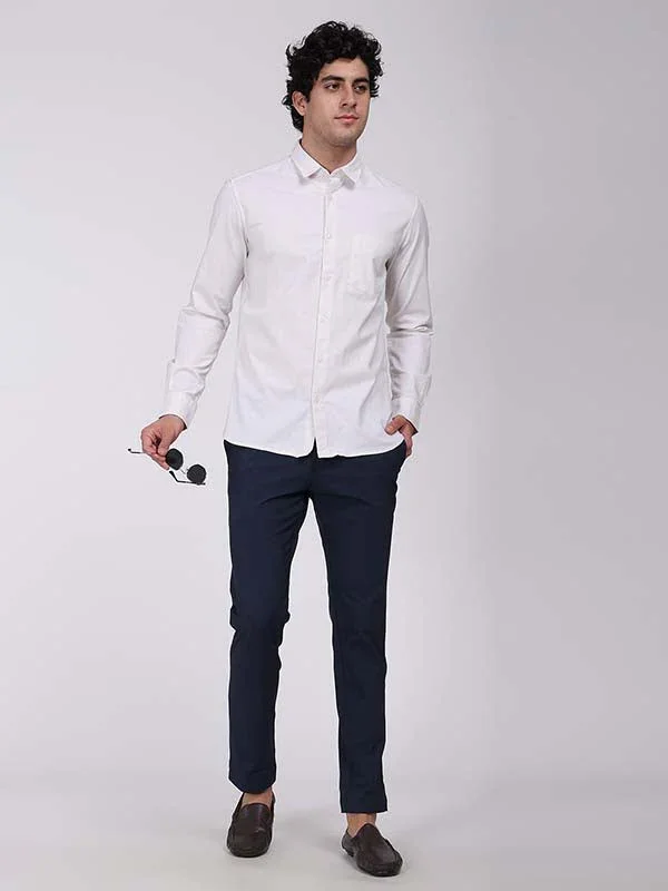 Men's Solid Full Sleeves Cotton Stretch Shirt - Image 4