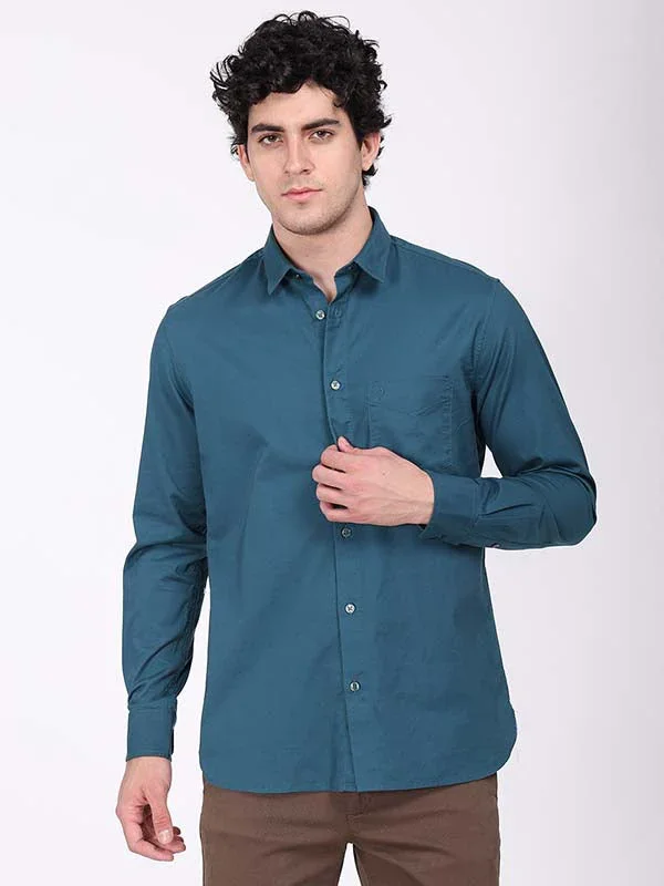 Men's Solid Full Sleeves Cotton Stretch Shirt - Image 9