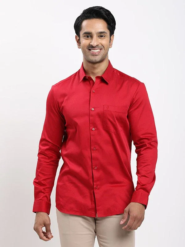 Men's Solid Full Sleeves Cotton Stretch Shirt