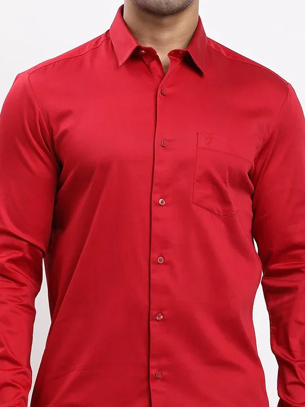 Men's Solid Full Sleeves Cotton Stretch Shirt - Image 3