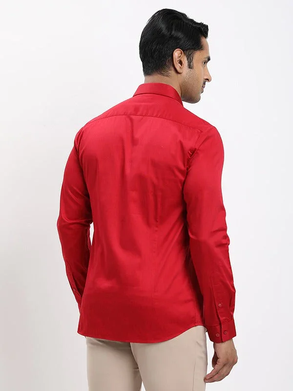 Men's Solid Full Sleeves Cotton Stretch Shirt - Image 4