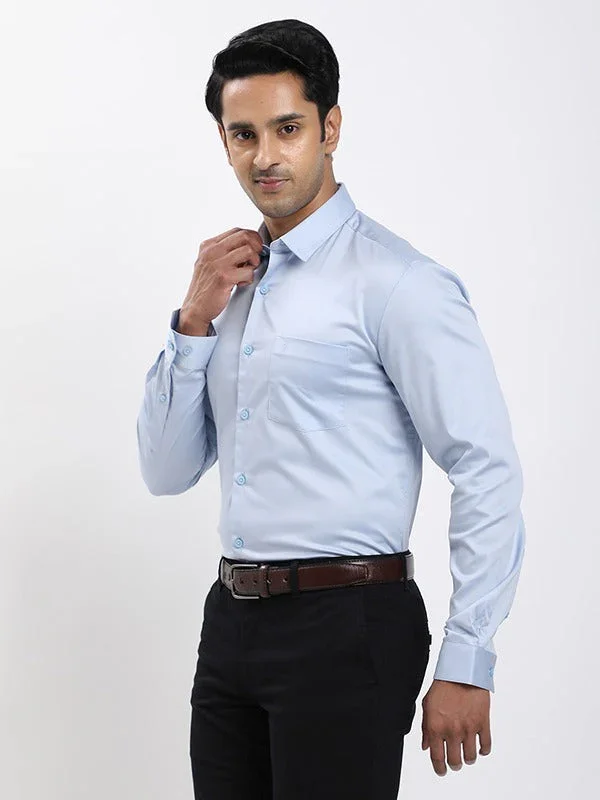 Men's Solid Full Sleeves Cotton Stretch Shirt - Image 7