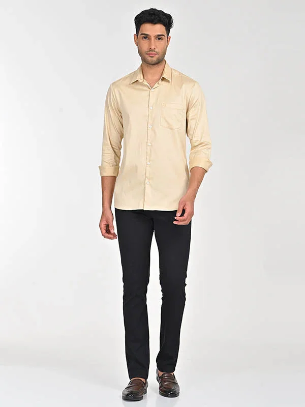 Men's Solid Full Sleeves Cotton Stretch Shirt - Image 12