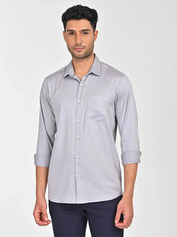 Men's Solid Full Sleeves Cotton Stretch Shirt - Image 13