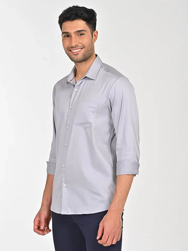 Men's Solid Full Sleeves Cotton Stretch Shirt - Image 14