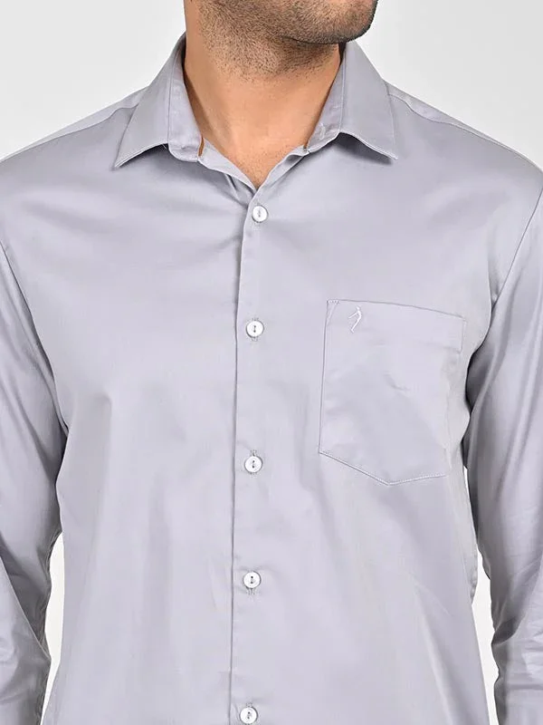 Men's Solid Full Sleeves Cotton Stretch Shirt - Image 15