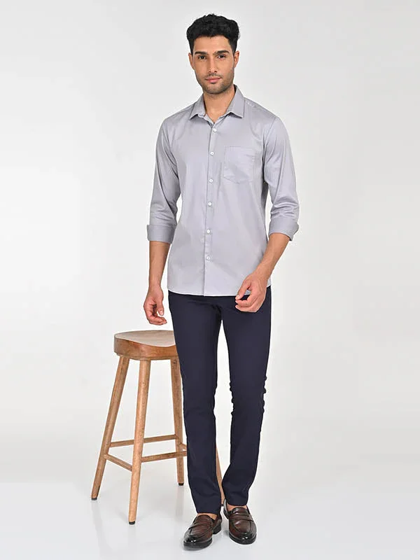 Men's Solid Full Sleeves Cotton Stretch Shirt - Image 16