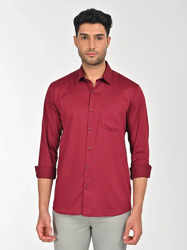 Men's Solid Full Sleeves Cotton Stretch Shirt - Image 17