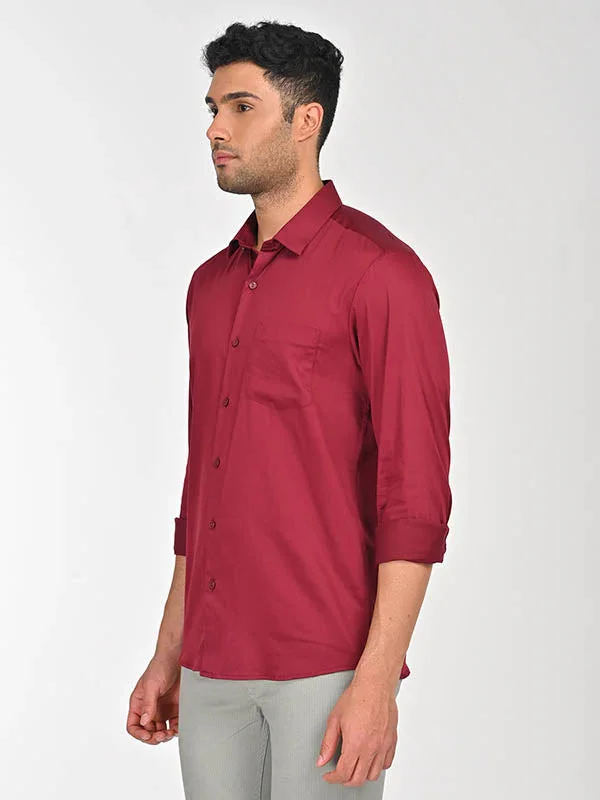 Men's Solid Full Sleeves Cotton Stretch Shirt - Image 18