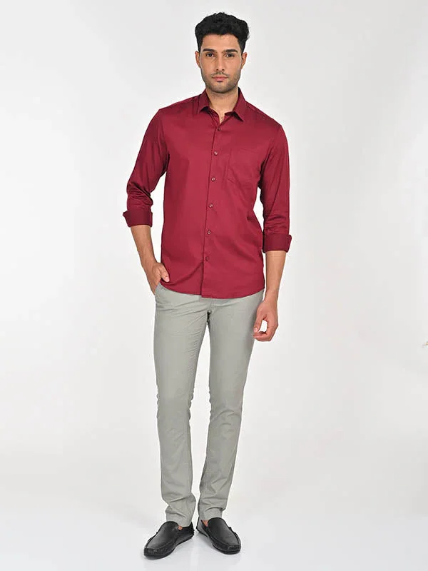 Men's Solid Full Sleeves Cotton Stretch Shirt - Image 20