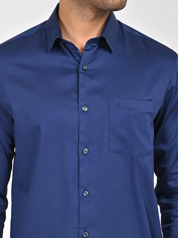 Men's Solid Full Sleeves Cotton Stretch Shirt - Image 23