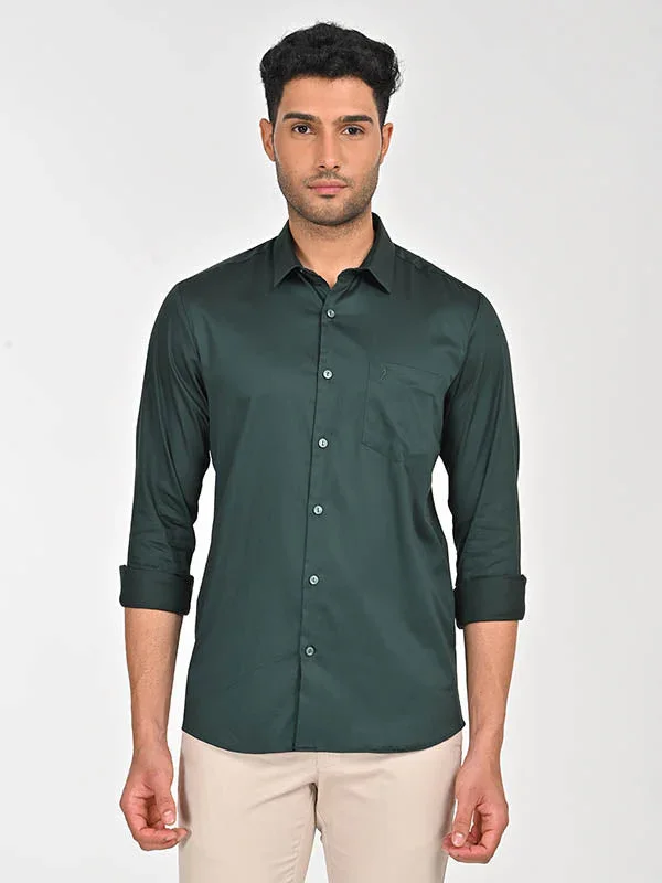 Men's Solid Full Sleeves Cotton Stretch Shirt - Image 25