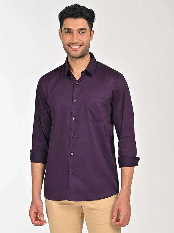 Men's Solid Full Sleeves Cotton Stretch Shirt - Image 29