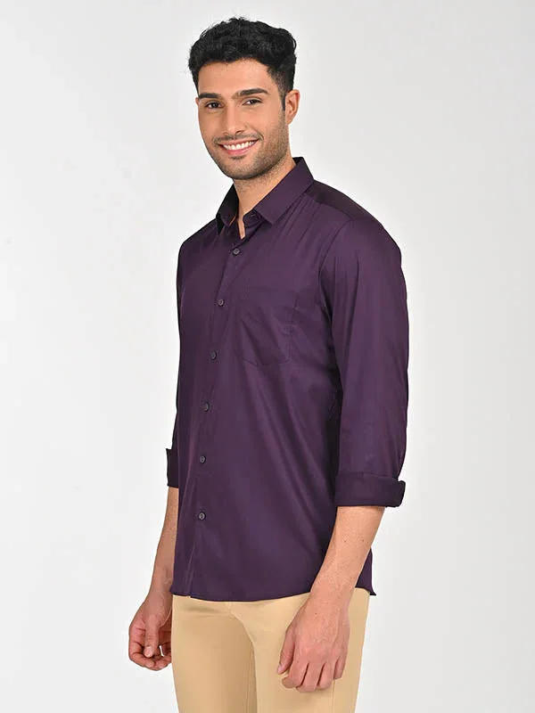 Men's Solid Full Sleeves Cotton Stretch Shirt - Image 30