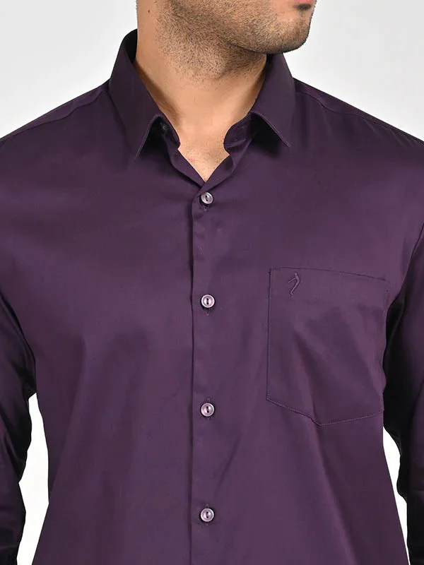 Men's Solid Full Sleeves Cotton Stretch Shirt - Image 31