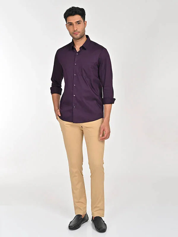 Men's Solid Full Sleeves Cotton Stretch Shirt - Image 32
