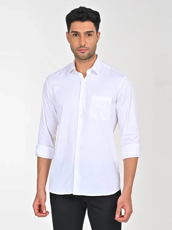 Men's Solid Full Sleeves Cotton Stretch Shirt - Image 33