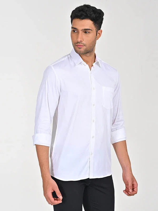 Men's Solid Full Sleeves Cotton Stretch Shirt - Image 34