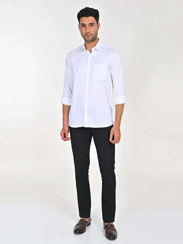 Men's Solid Full Sleeves Cotton Stretch Shirt - Image 36
