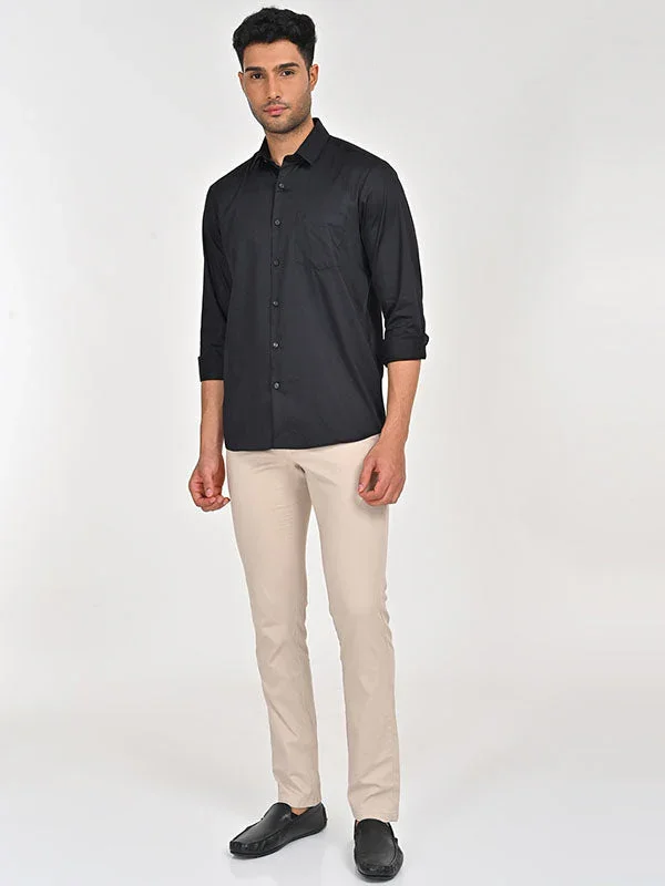 Men's Solid Full Sleeves Cotton Stretch Shirt - Image 4