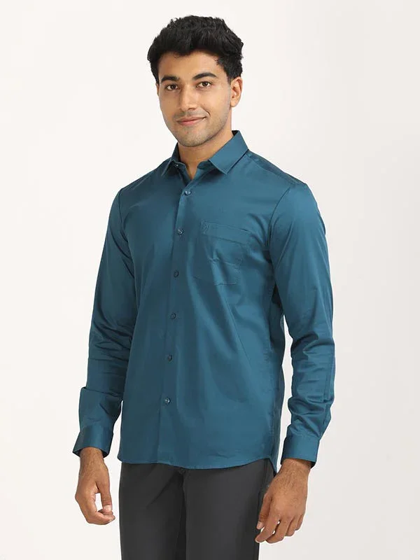 Men's Solid Full Sleeves Cotton Stretch Shirt - Image 41