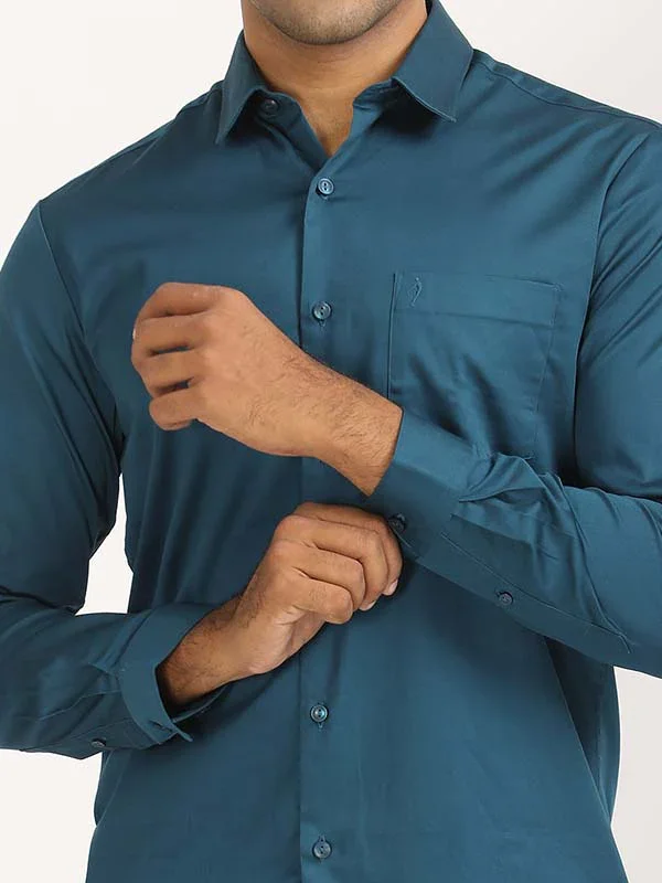 Men's Solid Full Sleeves Cotton Stretch Shirt - Image 42