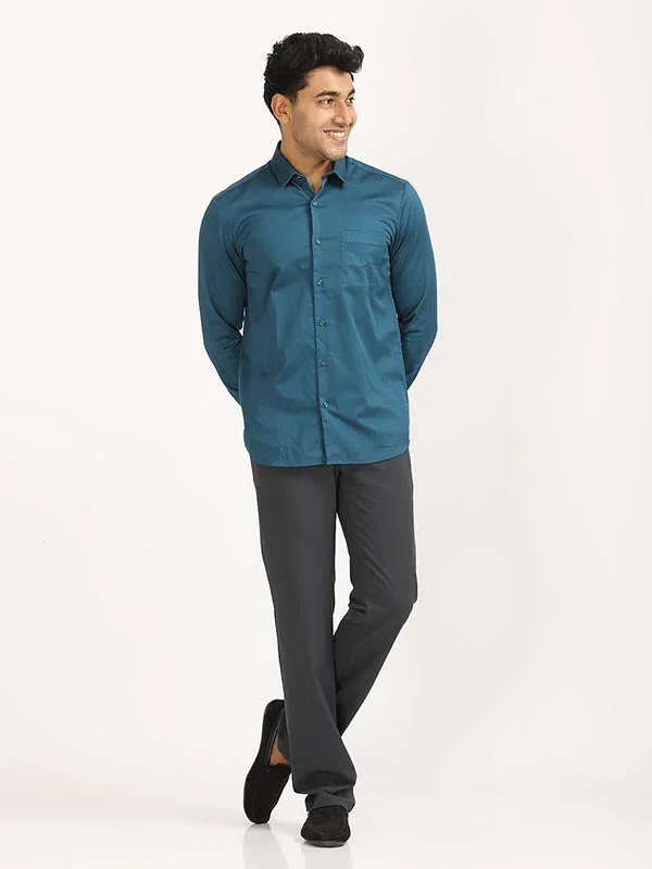 Men's Solid Full Sleeves Cotton Stretch Shirt - Image 43