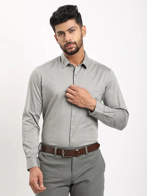 Men's Solid Full Sleeves Cotton Stretch Shirt - Image 45