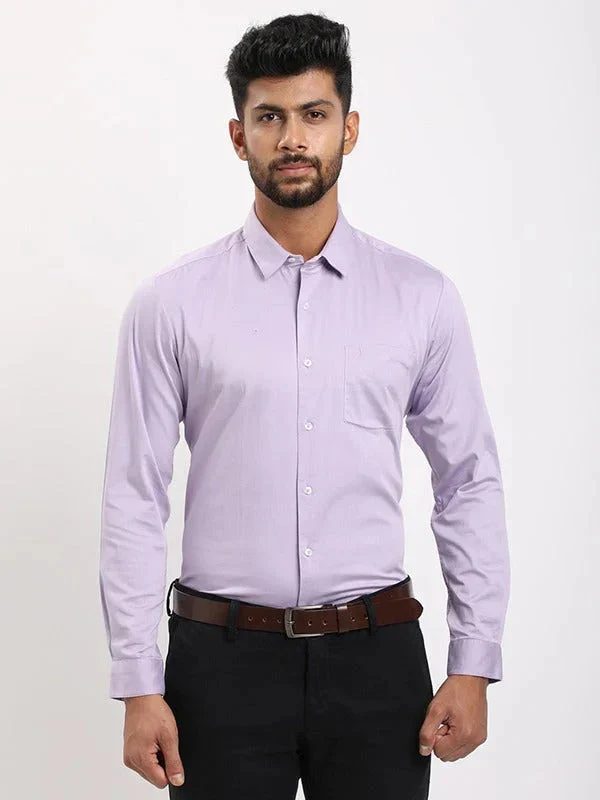 Men's Solid Full Sleeves Cotton Stretch Shirt - Image 46