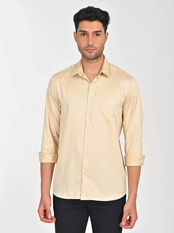 Men's Solid Full Sleeves Cotton Stretch Shirt - Image 9
