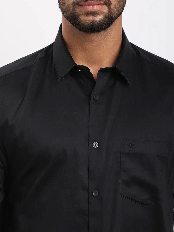 Men's Solid Full Sleeves Cotton Stretch Shirt - Image 3