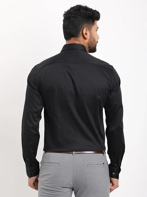 Men's Solid Full Sleeves Cotton Stretch Shirt - Image 4