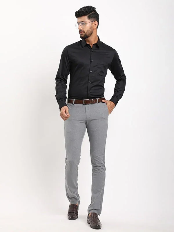 Men's Solid Full Sleeves Cotton Stretch Shirt - Image 5