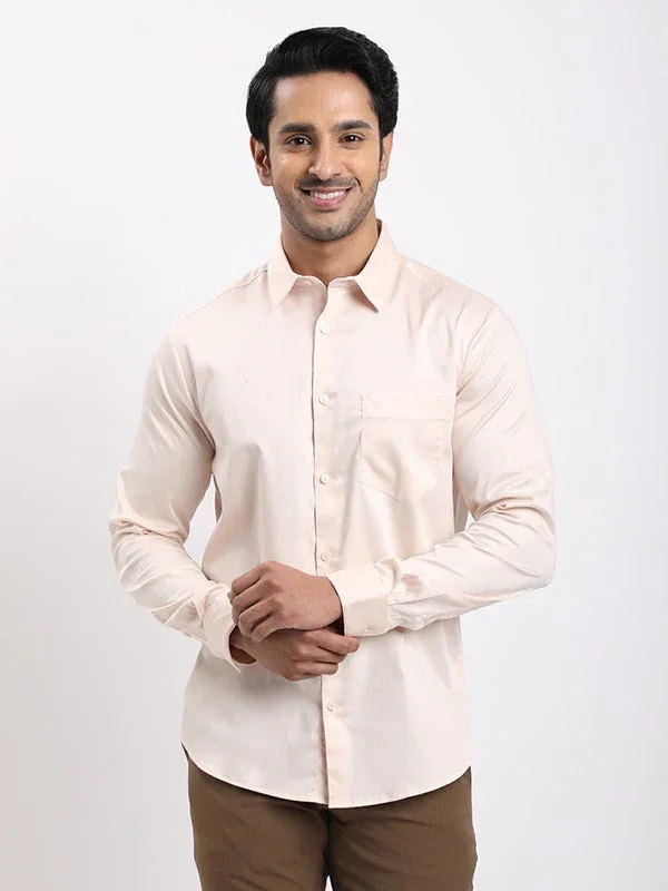 Men's Solid Full Sleeves Cotton Stretch Shirt - Image 6