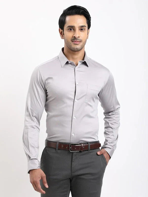 Men's Solid Full Sleeves Cotton Stretch Shirt - Image 19