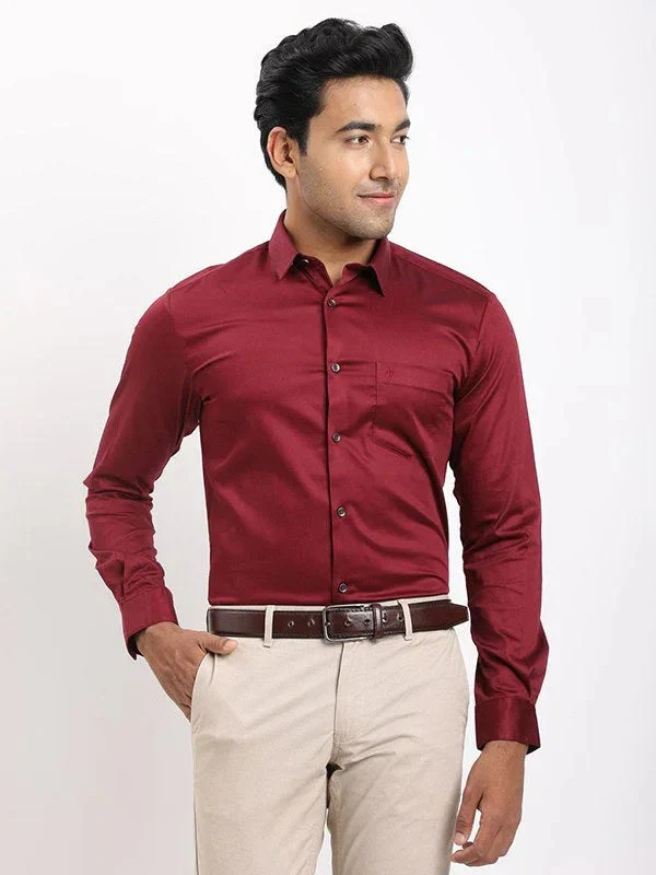 Men's Solid Full Sleeves Cotton Stretch Shirt - Image 20