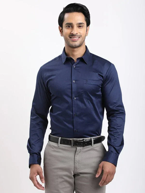 Men's Solid Full Sleeves Cotton Stretch Shirt - Image 21