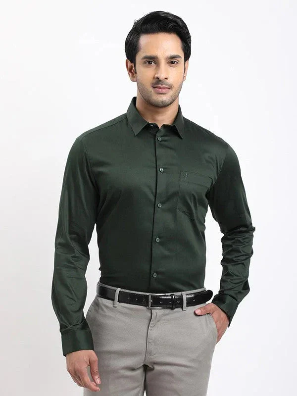 Men's Solid Full Sleeves Cotton Stretch Shirt - Image 24