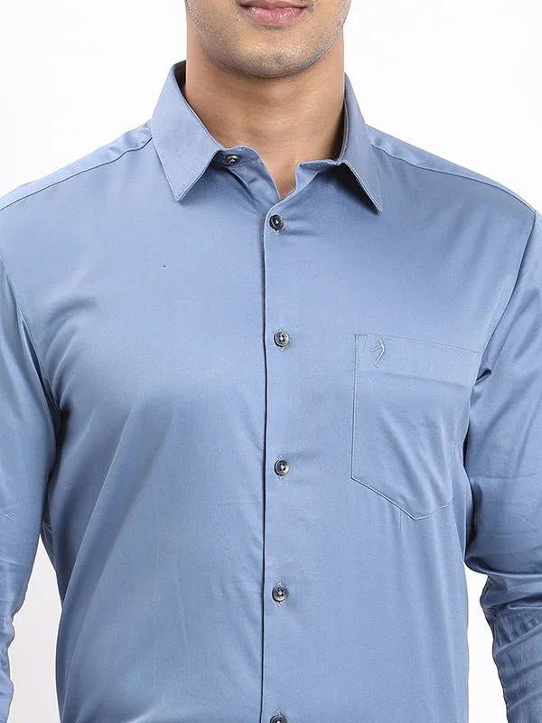 Men's Solid Full Sleeves Cotton Stretch Shirt - Image 3