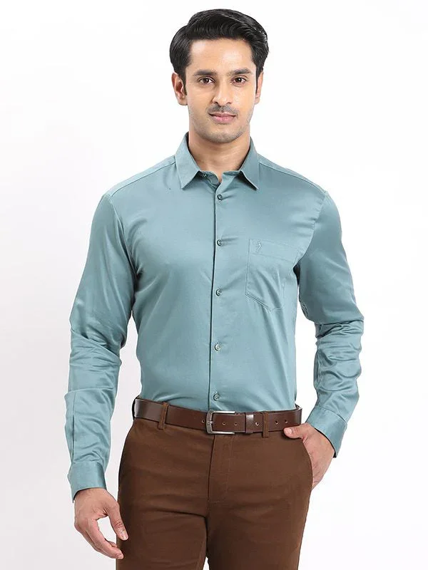 Men's Solid Full Sleeves Cotton Stretch Shirt - Image 6