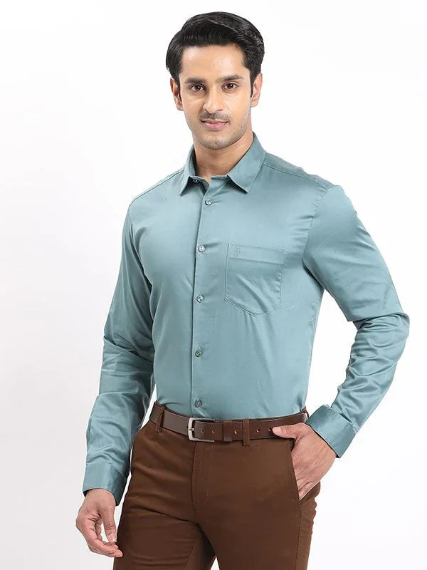 Men's Solid Full Sleeves Cotton Stretch Shirt - Image 7