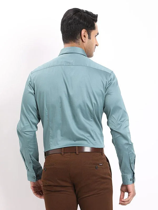 Men's Solid Full Sleeves Cotton Stretch Shirt - Image 9
