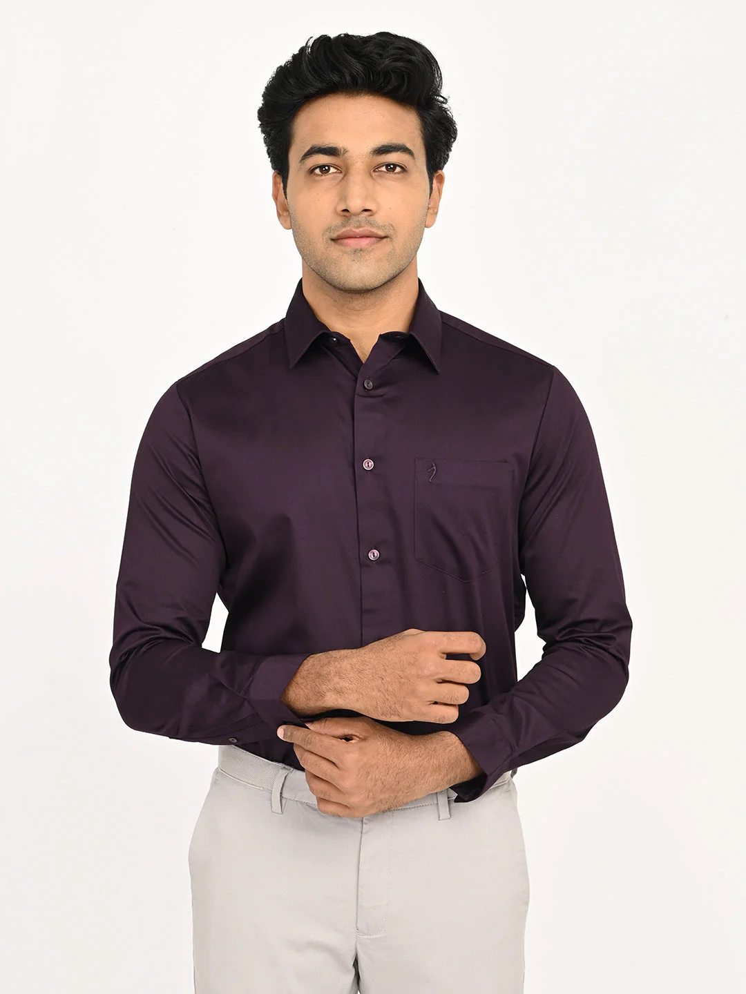 Men's Solid Full Sleeves Cotton Stretch Shirt