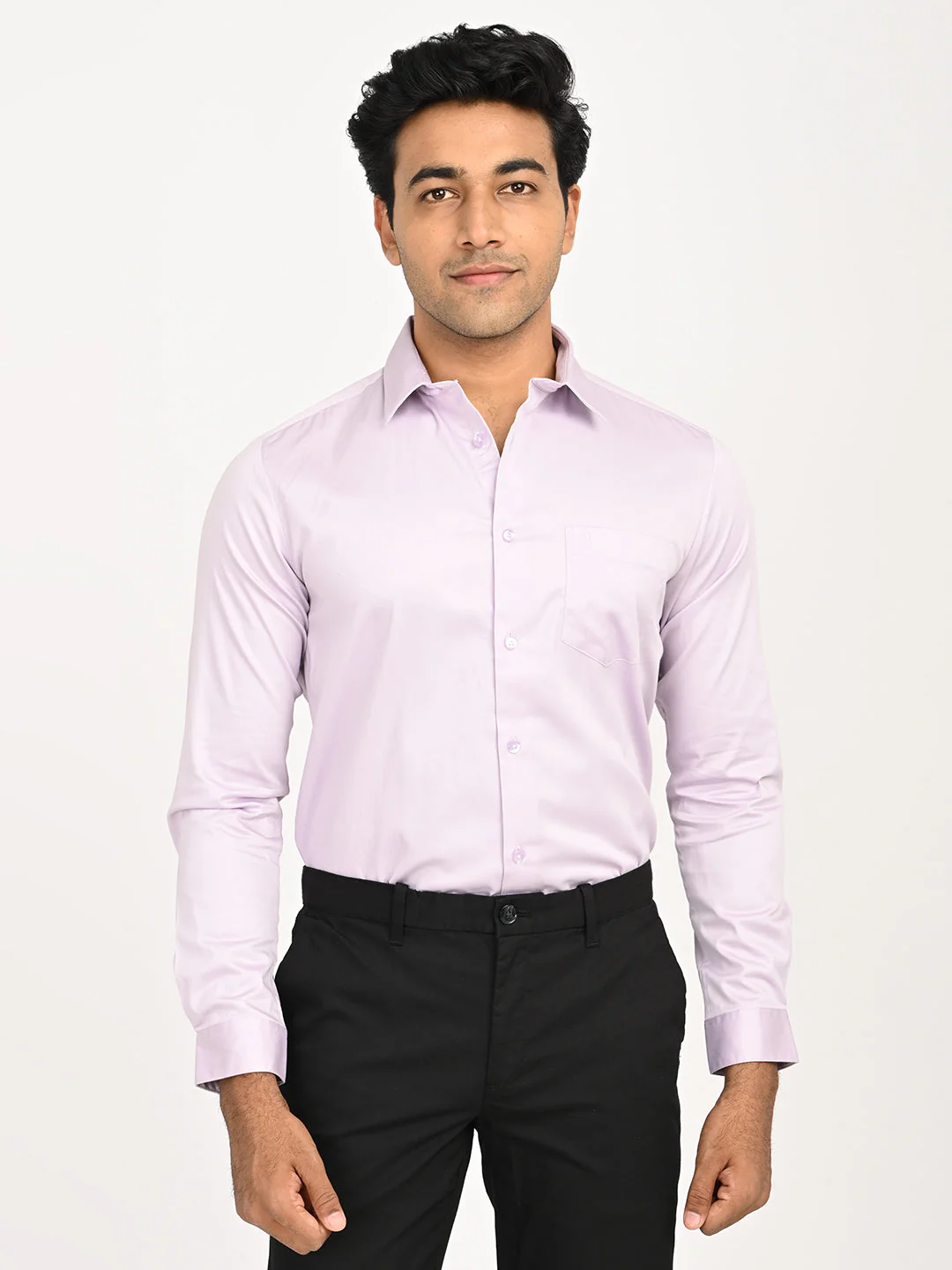 Men's Solid Full Sleeves Cotton Stretch Shirt - Image 13