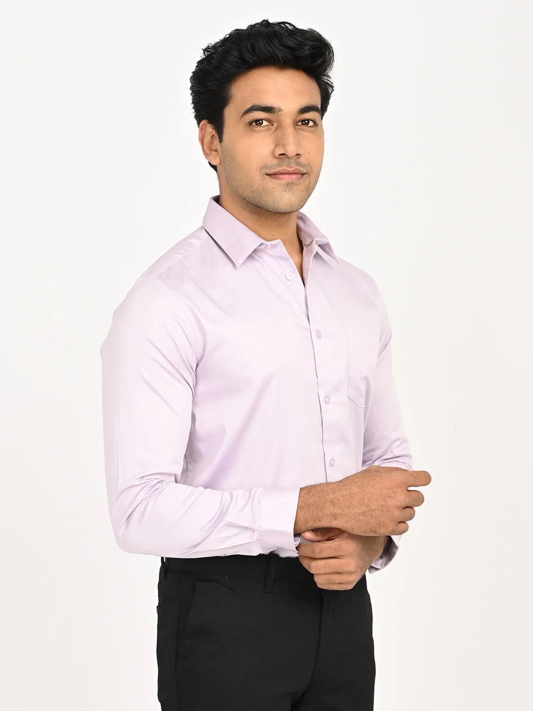 Men's Solid Full Sleeves Cotton Stretch Shirt - Image 15
