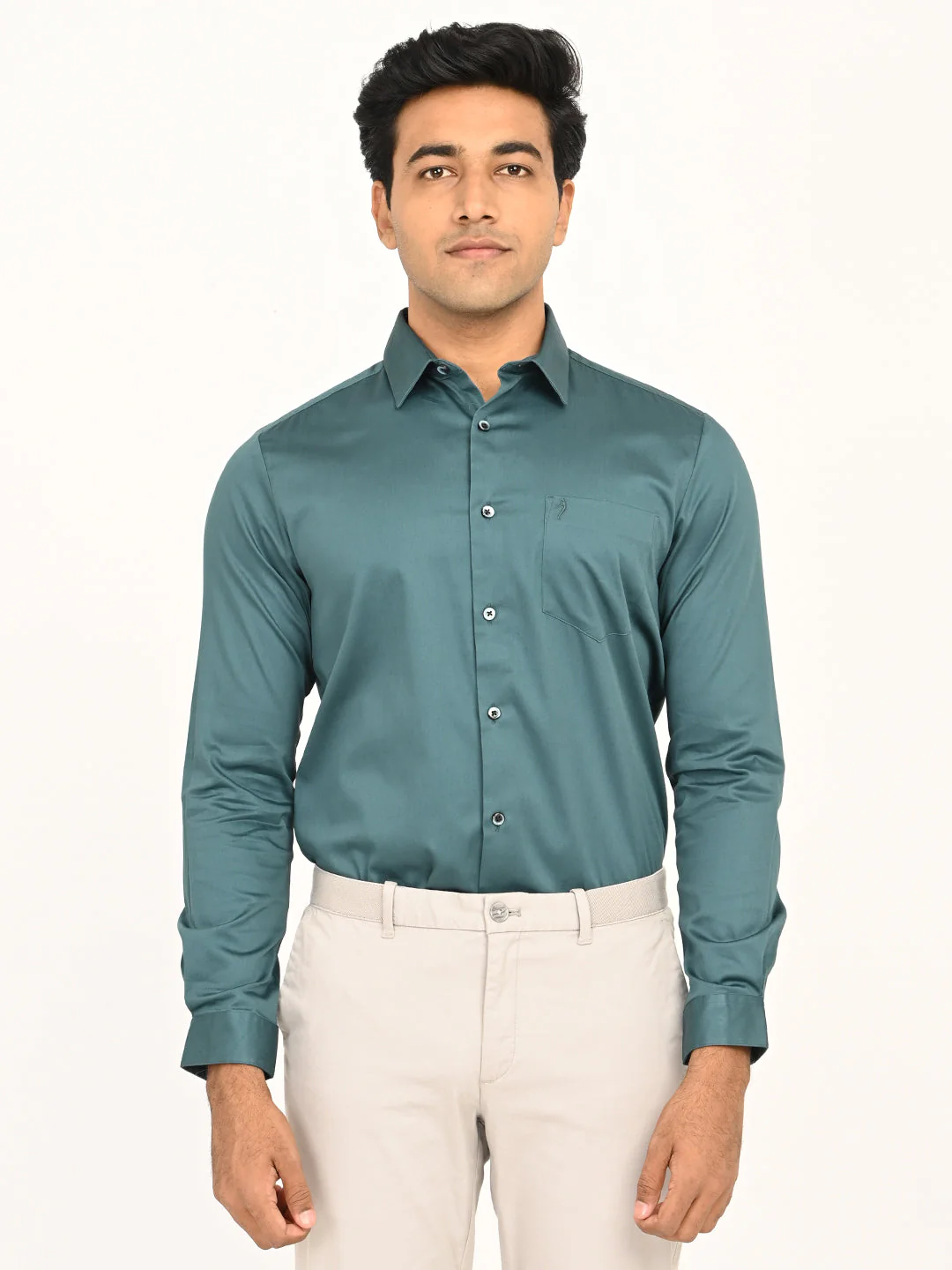 Men's Solid Full Sleeves Cotton Stretch Shirt - Image 19