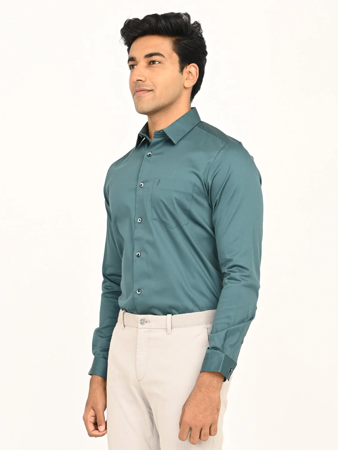 Men's Solid Full Sleeves Cotton Stretch Shirt - Image 20